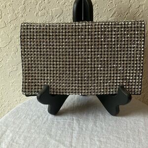 Amber Sceats: Stella Crystal Zirconia front, black satin back- clutch with strap